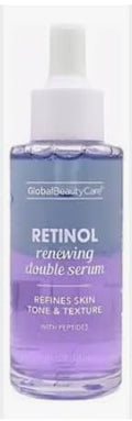 Retinol Renewing Double Serum with Peptides, 1.7 Fl Oz, Skin Texture Refining Treatment, Mineral Oil Free