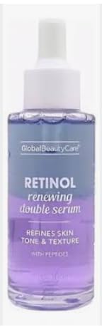 Retinol Renewing Double Serum with Peptides, 1.7 Fl Oz, Skin Texture Refining Treatment, Mineral Oil Free