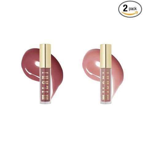 Milani Lip Gloss Set, Keep It Full Nourishing Lip Plumper with Hyaluronic Acid & Peptides for Soft, Fuller-Looking Lips (0.13 Fl. Oz. - 2 Pack) Rosewood + Soft Rose
