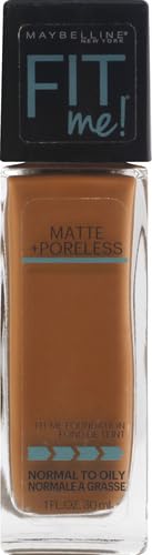 Maybelline Fit Me Matte + Poreless Liquid Oil-Free Foundation Makeup, Mocha, 1 Count (Packaging May Vary) (Pack of 2)