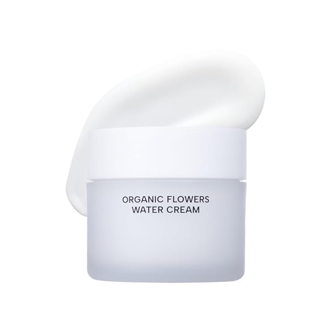 Whamisa Organic Flowers Water Cream, 95.2% Organic, Waterless Formula, Fermented Ingredient Formula for Deep Hydration & Calming Care, Moisturizing, Korean Skin Care (50ml)