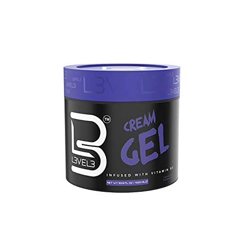 L3 Level 3 Cream Gel - Provides Volume and Medium Hold - With Vitamins to Nourish and Protect Hair Level Three Mens Hair Styling Cream (1000 ML, Large)