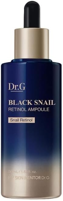 Dr. G Black Snail Retinol Ampoule - Korean Skincare with Snail Mucin - Advanced Retinol Face Ampoule for Glowing Skin - Anti Aging - Pore Minimizer for Fine Lines & Even Skin Tone Support - 1.69 fl oz