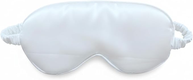 [1 Pack] QSYW Sleep Masks, Satin Eye Mask for Sleeping - Silky Eye Masks Bulk with Storage Bag & Elastic Strap, White
