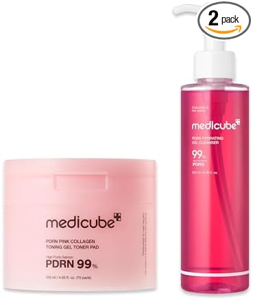 PDRN Soothing Care Duo: Salmon DNA Pink Collagen Jelly Pad and PDRN Jelly to Foam Cleanser | Gentle but Powerful Cleanser and Toner Pad for Radiant, Balanced Skin