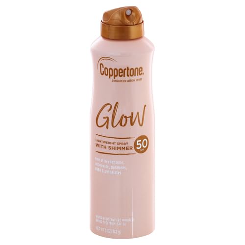Coppertone Glow Shimmering Sunscreen Spray with Broad Spectrum SPF 50, 5 oz