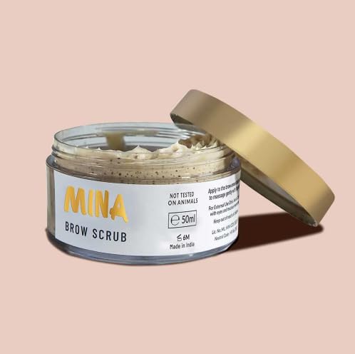 MINA Brow Scrub | For Long-Lasting Henna Or Tint | Natural Extracts Gently Exfoliate The Skin | Prepare The Area For Henna Or Tint 50ml | Organic Brow Scrubber for Tinting Process
