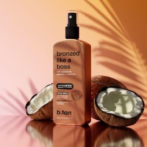 b.tan Sun Tanning Lotion Spray | Bronzed Like a Boss - Brown Outdoor Bronzing Accelerator, Best Tan Intensifier, No SPF, Packed with Coconut Oil, Peptides, & Vitamin E, Australian Brand, 8.45 Fl Oz