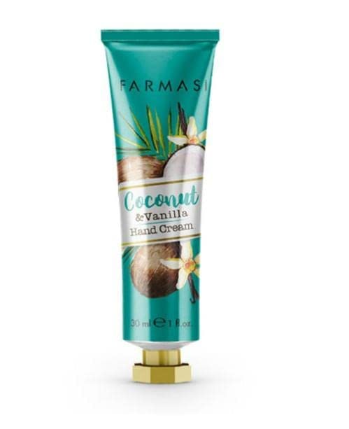FARMASi Hand Cream with Shea Butter, Nourishing Moisturizing Hand Lotion for Dry Skin, Fast-Absorbing Non-Greasy Texture, Everyday Hand Care, Travel Size, 1 fl oz, Coconut & Vanilla