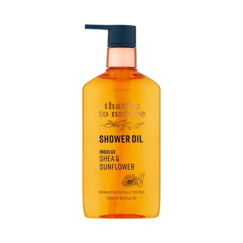 Cleansing Shower Oil with Shea Butter and Sunflower Oil, Moisturizing Body Wash for Normal to Dry Skin, Gentle Formula