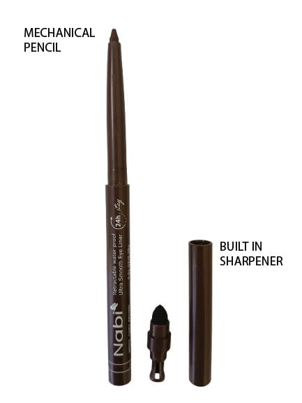 Nabi 3 Pieces Gel Glide Eyeliner Water Proof, Ultra Smooth Up To 24 Hour Wear, Smudge Proof Built In Sharpener & Smudger, Packaging May Vary (VALUE PACK-Dark Brown)