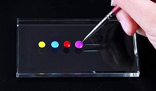 Pro Nail Art Painting Color Toning Glass Board Makeup Palette Eyelash Extension Adhesive Glue Pallet Glass Palette Stand（2 x 4 Inch ）