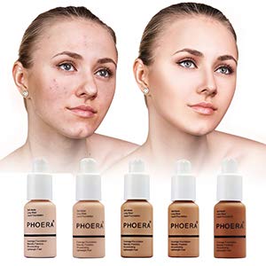 PHOERA Foundation,Flawless Soft Matte Oil Control Liquid Foundation Full Coverage Face Makeup. (103# Warm Peach)