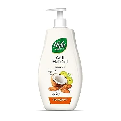 Nyle Naturals Anti-Hairfall Shampoo, With Coconut Milk, Badam and Amla, Gentle & Soft Shampoo, pH Balanced and Paraben Free,For Men and Women, 800ml