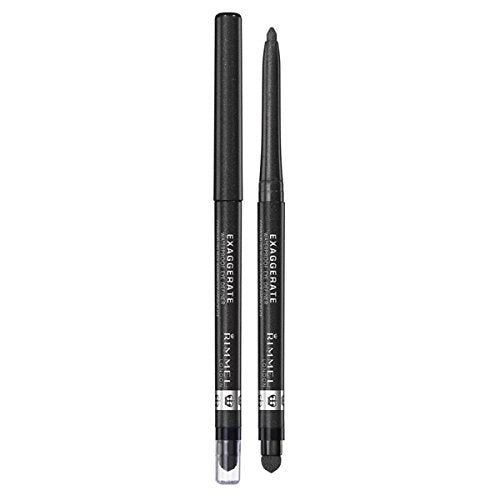 Rimmel London Exaggerate Waterproof Eye Definer Eyeliner, Highly Pigmented, Long-Wearing, Built-In Smudger, 263, Starlit Black, 0.01oz