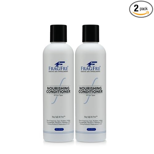 Fragrance Free Conditioner 8 oz (2-Pack Gift Set) - Parabens Free Hypoallergenic - Hair Conditioner for Sensitive Skin - Deep Conditioning for Normal Treated and Fragile Hairs - Vegan GF/CF
