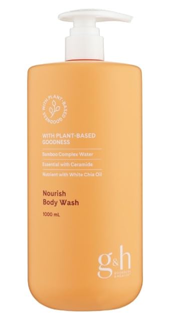 GH Nourish Family Size Shower Gel – Bamboo Complex Water, Olive-Derived Ceramide & White Chia Oil – Creamy, Moisturizing Body Wash – 33.8 fl oz (1000 ml)