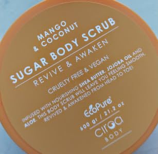 Ciroa, Sugar Body Scrub, MANGO & COCONUT, 21.2 oz, Revive & Awaken, Cruelty & Vegan Free (600gr)