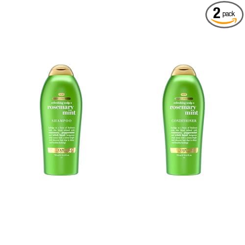 OGX Extra Strength Refreshing Scalp + Rosemary Mint Nourishing Shampoo & Conditioner, Infused with Rosemary Mint for Shiny, Healthy-Looking Hair, Sulfate-Free Surfactants, 2 x 25.4 fl. Oz (Pack of 2)