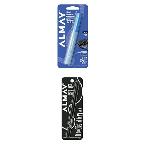 Almay Multi-Benefit Mascara + All-Day Eyeliner Pencil, Hypoallergenic, Cruelty-Free, Oil-Free (Packaging May Vary), Black
