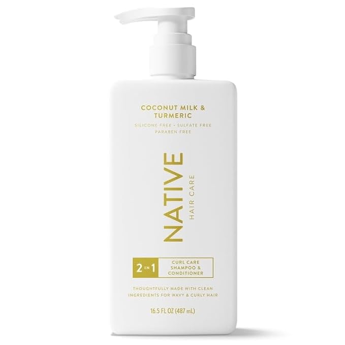 Native Curl Care 2-in-1 Shampoo and Conditioner Coconut Milk and Turmeric 16.5 fl oz with Travolle Dispenser Pump