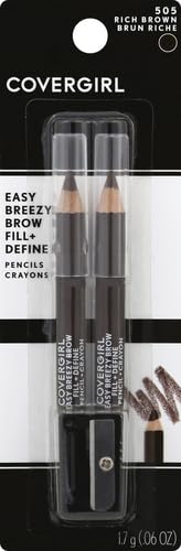 COVERGIRL - Easy Breezy Brow Fill + Define Brow Pencil,Sharpener Included,Long-Lasting,Deeply Pigmented,Blendable Formula,100% Cruelty-Free,(Pack of 2)