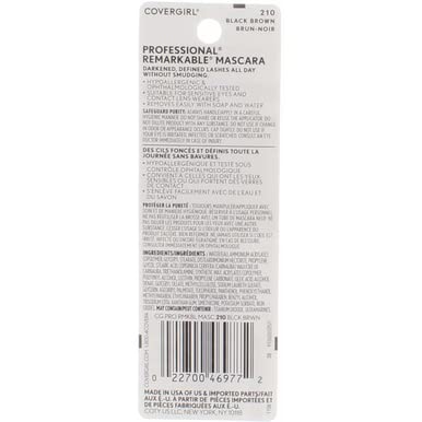 CoverGirl Professional Remarkable Washable Mascara, Black Brown [210] 0.30 oz (Pack of 4)