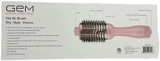 GEM Hot Air Styling Brush for Dry - Style - Volume for Dry Style Blow Dryer Brush, Baby Pink