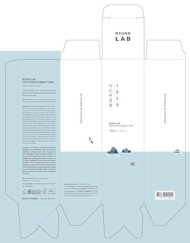 ROUND LAB 1025 Dokdo Bubble Foam Cleanser, Gentle Foaming Face Wash for Sensitive Skin, Low pH 5.5, Hydrating Korean Skincare, Panthenol & Deep Sea Water, Hypoallergenic, Fragrance-Free (5.07 Fl Oz)