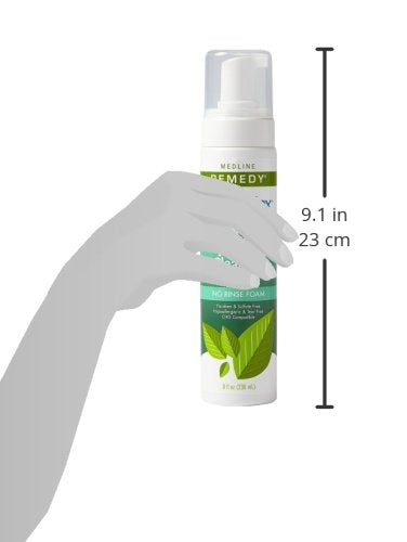Medline Remedy Clinical No-Rinse Foam Cleanser,Vanilla Scent,No Rinse Shampoo & Body Cleanser for Sensitive Skin,Hydrating,Paraben and Sulfate Free,For Face,Body,and Hair,All Ages, 8 fl oz (Pack of 2)