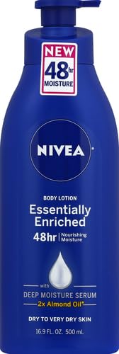 NIVEA Essentially Enriched Body Lotion for Very Dry Skin with Hyaluronic Acid, Almond Oil and Deep Nourishing Serum, 72-Hour Body Moisturizer, 16.9 Fl Oz Pump Bottle (Pack of 2)