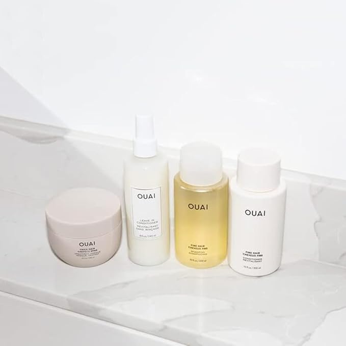 OUAI Fine Hair Shampoo & Conditioner Set, Travel Size - Volumizing Shampoo & Conditioner - With Strengthening Keratin, Biotin & Chia Seed Oil - Sulfate, Paraben & Phthalate Free (3 Oz)