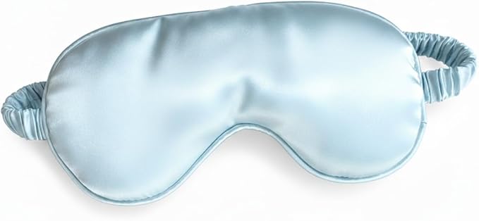 [1 Pack] QSYW Sleep Masks, Satin Eye Mask for Sleeping - Silky Eye Masks Bulk with Storage Bag & Elastic Strap, Light Blue