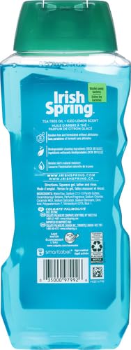 Irish Spring Ultimate Wake Up Tea Tree Face & Body Wash for Men, Moisturizing Body Wash Washes Away Bacteria - 18 Fl. Oz