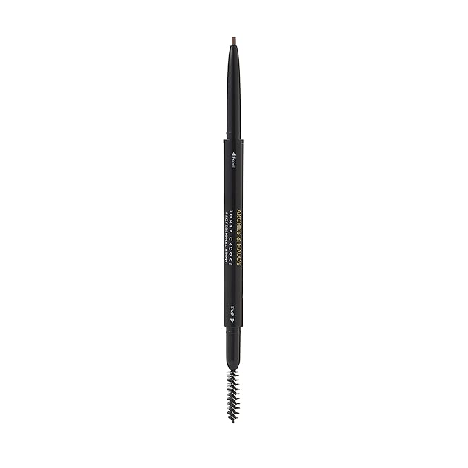 Arches & Halos Micro Defining Brow Pencil - Get Fuller and More Defined Brows - Long-Lasting, Smudge Proof, Rich Color - Dual Ended Pencil with Brush - Vegan and Cruelty Free - Warm Brown, 0.08 g