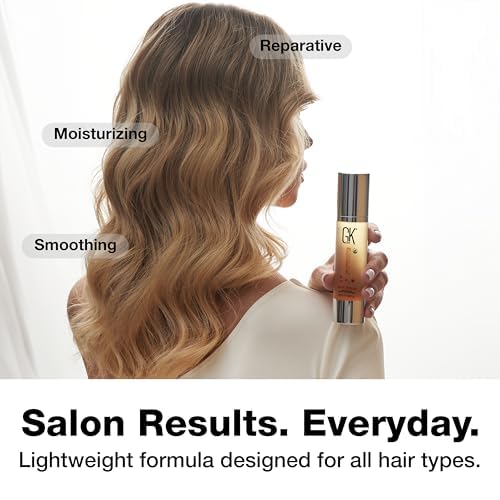 GK HAIR - Hair Oil Serum 1.69 Oz - Smooth Frizz Control & Shine Enhancement - Dry, Frizzy, Damaged & Dull Hair - Argan Oil Hair Serum with Plant Based Protein and Natural Silicones Lightweight Finish