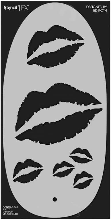 Stencil1FX - Kisses Eye Makeup Stencil for Costumes, Dress Up, Halloween, Cosplay, Face Painting, Raves, Festivals, Parades, Parties, Valentine's Day, Pride, Love
