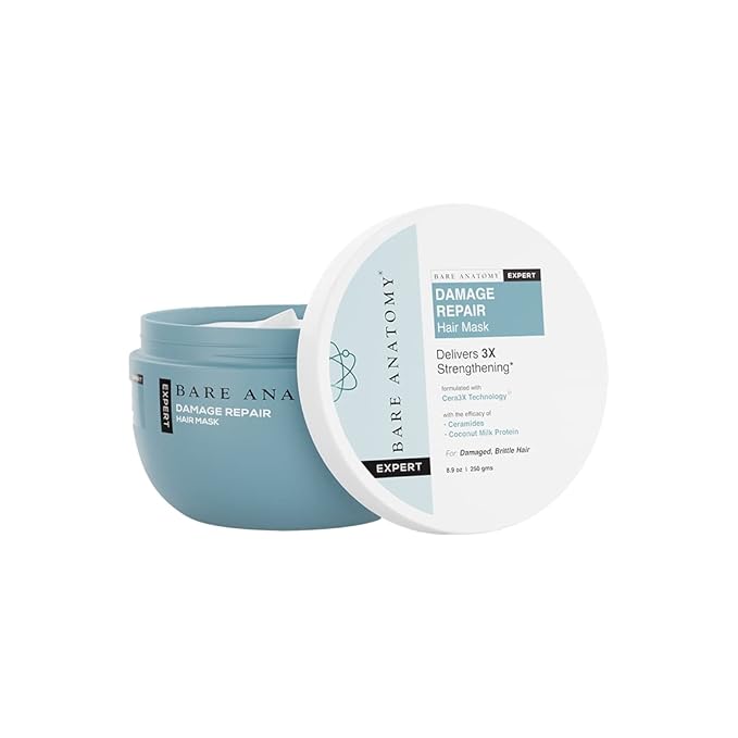 Bare Anatomy Damage Repair Hair Mask | 3x Strengthening Powered By Ceramide A2 & Coconut Milk Protein | Smoothening Hair | Hair Mask For Dry & Frizzy Hair | Sulphate & Paraben Free | Women & Men,250g