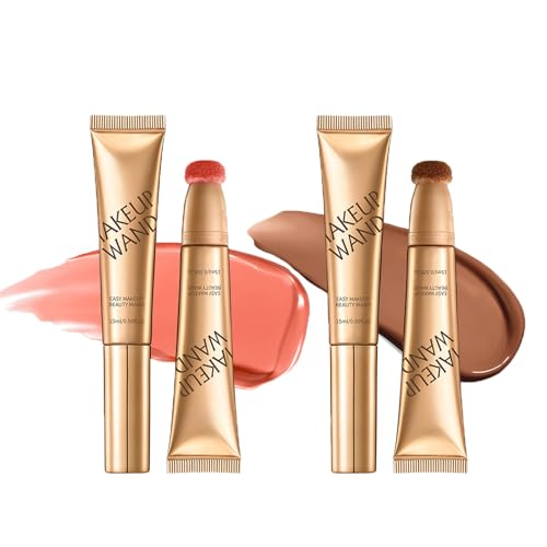 Contour Wand & Blush Wands Duo - Blush, 2 In 1 Liquid Contours Duo for Women with Applicator, Cream Beauty Stick Makeup (Blush02+Wand01)