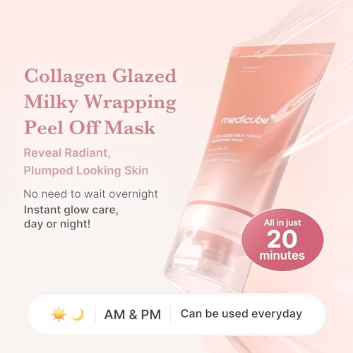 medicube Milky Collagen Double Glow Lock Duo: Collagen Glazed Milky Wrapping Mask and Booster Serum | 130DaCollagen, Niacinamide, Glutathione for Plumped, Radiant Glass Skin