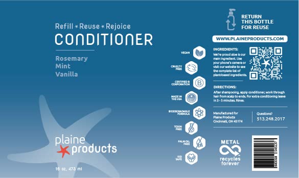 Plaine Products Eco-Friendly Shampoo and Conditioner - Rosemary, Mint, Vanilla - Sulfate Free, 16 oz (Refillable Bottles with Pumps)