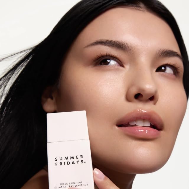 Summer Fridays Sheer Skin Tint with Hyaluronic Acid, Helps Diminish Uneven Complexion, Light Coverage, Shade 4, Light-Medium with Neutral Olive Undertones (1 Fl Oz)