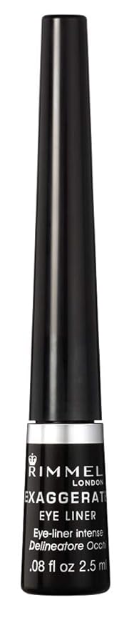 Rimmel London Scandaleyes Exaggerate Liquid Eyeliner, Intense Color, Long-Wearing, Waterproof, 001, Black, 0.08oz (Pack of 2)