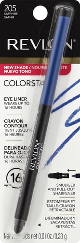 REVLON ColorStay Pencil Waterproof Eyeliner, Smudge-Proof, Eye Makeup with Built-In Sharpener, Packaging May Vary, 205 Sapphire, 0.01 oz (Pack of 2)