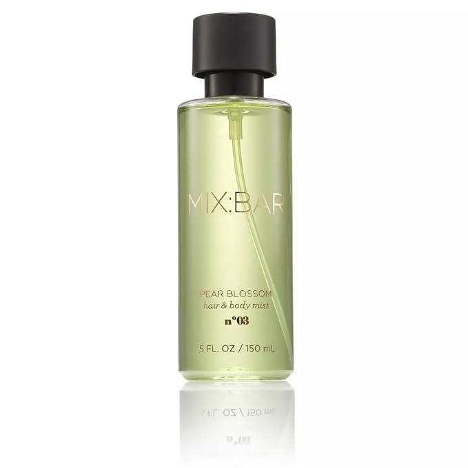 MIX:BAR Pear Blossom Hair + Body Mist, Bedroom Linen Spray - Notes of Pear, Petals, Apple, White Musk, Fruity Scent, 5oz