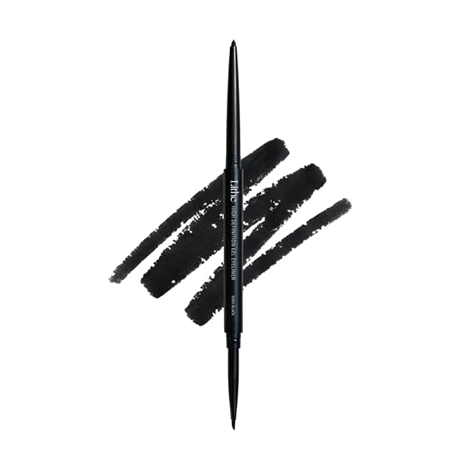 LITHE BEAUTY Smudge-Proof Gel Eyeliner Pencil – Long Wear Retractable Eyeliner with Ultra Thin Tip & Angled Brush, High Definition Vegan Makeup in Shade 100% Black