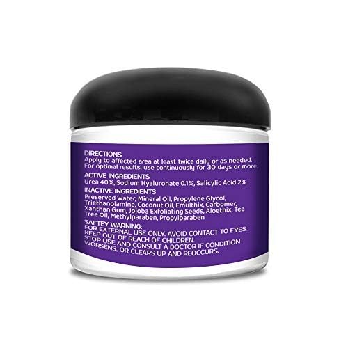 BARE 40 PRO 40% Urea Gel with 2% Salicylic Acid, Hyaluronic Acid, Tea Tree Oil & Aloe Vera – Exfoliating & Hydrating Foot and Body Gel for Dry, Rough Skin, 4oz Jar, Made in USA