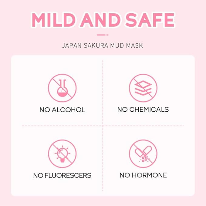 AKARY Sakura Clay Facial Mud Mask Deep Cleanse, Natural Skin Care Mask for Pore Cleansing, Oil Control, Reduce Acne, Skin Moisturizing, Smoothes Fine Lines, Pore Minimizer