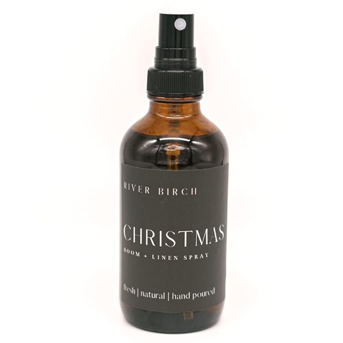 River Birch Christmas Scented Linen and Room Spray | Home Fragrance | 4 oz Glass Amber Bottle | Luxury Signature Scent | Handmade in Texas