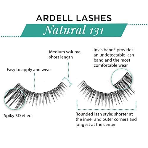 Ardell Natural False Eyelashes 131 Black - Soft & Wispy Volume Strip Lashes, 4 Pack